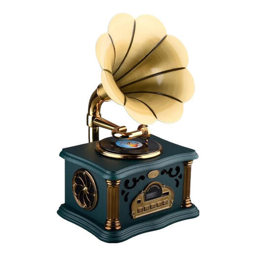 HUIYIZHIYIN retro gramophone speaker all-in-one music player large speaker high-end small audio ornaments vinyl record player green rechargeable dual-purpose rotating turntable (free U disk)