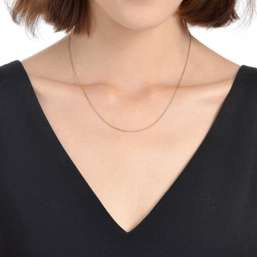 Chow Sang Sang Dopamine Tri-Pigment Chain 18K Gold Versatile Clavicle Chain Necklace Women's 04800N18TT Pricing 45cm