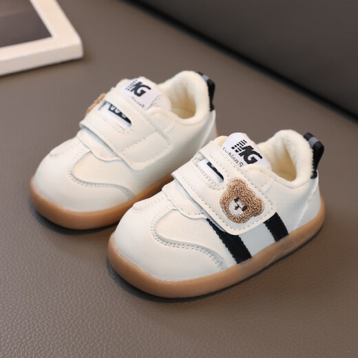 YEEHOO FASHION Ying's winter baby toddler shoes 03 years old plus velvet warm shoes children's soft sole A03 green second cotton 13 inner length cm 19 size