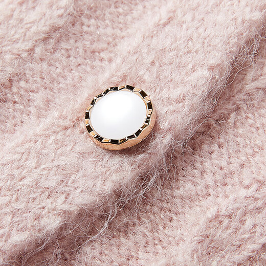 Xiangying Pink Cable Sweater Cardigan Women's 2025 Winter New Round Neck Wool Flower Short Knitted Jacket Gray Pink S 155/80A/85-95Jin Jin equals 0.5 kg