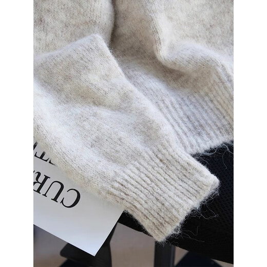 Clothing Yuan Lace Lace Bow Knitted Cardigan Jacket Women's Autumn and Winter 2025 New Loose Round Neck Long Sleeve Sweater Top Apricot One Size (85-120Jin Jin is equal to 0.5 kg)