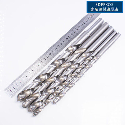 SDFFKOS high speed steel straight handle twist drill bit 160-500mm extra long woodworking aluminum alloy template deep hole drill tip 18*500mm