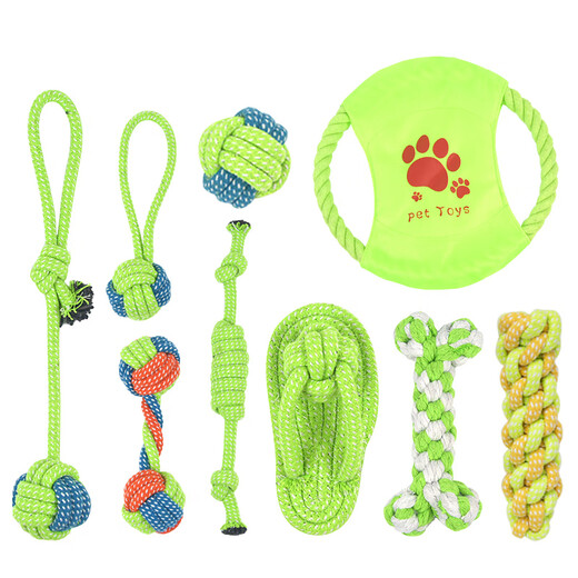 HELLOJOY Dog Toys Teeth-Resistant Cotton Tether Ball Set Pet Puppies Puppy Toys 9-piece Set for Playing and Relieving Boredom