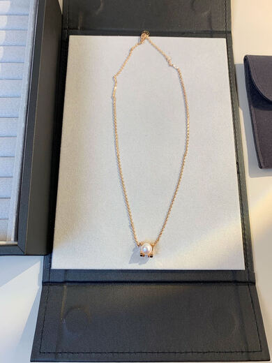 Yadige 6mm Bull Head Natural Pearl Necklace V Gold 18K Female 2025 New Bull Horn Pearl Pendant Clavicle Chain Temperament Champagne Gold