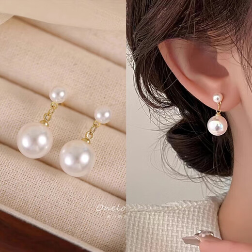 FVIP Old Phoenix 999 sterling silver pure silver earrings pearl earrings earrings silver needle niche design retro temperament earrings pendant pearl earrings a pair of 2 pieces