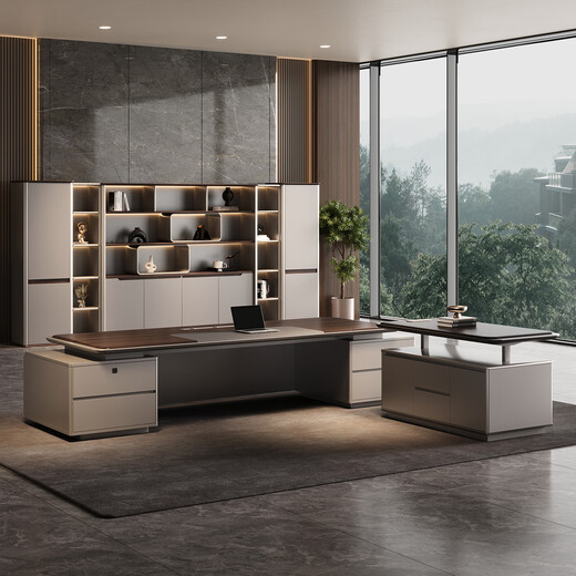 Jiazhi President Desk Boss Desk Light Luxury High-end Office Furniture Chairman Executive Desk Desk and Chair Combination 2.8m Boss Desk + 3.1m File Cabinet