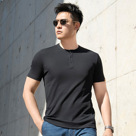 Dragon Tooth cuarta generación Dragon Tooth Apollo POWER DRY camiseta de manga corta con cuello Henry de secado rápido verano transpirable viajes al aire libre para hombres Abyss Blue M 175/96A Peso 140-155 Jin Jin es igual a 0,5 kg