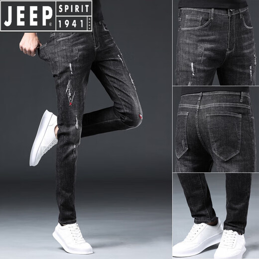 Jeep Spirit Jeans Männer schlanke Füße Herrenhosen Rippte Trendy Brand Elastiz