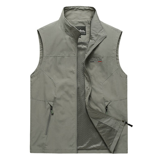 Xiaohongshu popular men's casual vest spring and autumn large size outdoor fishing travel vest middle-aged and elderly dad thin light gray L
