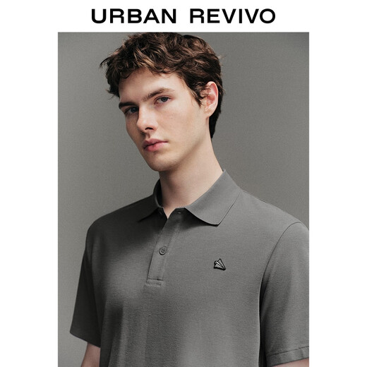 UR2025 new autumn men's casual three-dimensional embroidery pattern short-sleeved polo shirt UMM450108 cool gray L