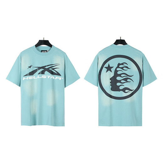 Ziweiqi Meishi Hölle Brief Print Paar Kurzarm T-Shirt Sommer Lose Casual 3895 Wash Black S