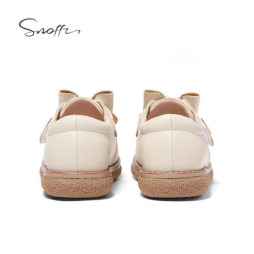 Snuffy Girls Toddler Shoes Autumn Cute and Versatile Children's Leather Shoes Baby Soft Sole Princess Small Leather Shoes Vanilla White 26