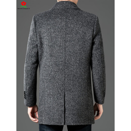 MONTAGUT 2025 new double-sided cashmere coat men's mid-length windbreaker thickened casual woolen woolen coat luxury khaki M 170