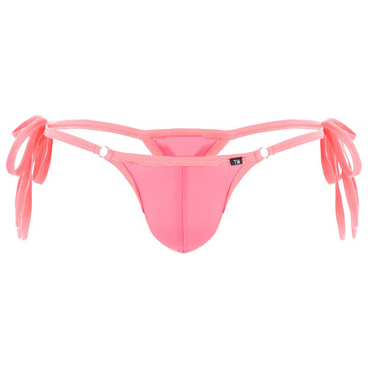 Men's thong, ice wire steel ring, long thin strap, low waist, sexy U convex bag, men's T-pants, adjustable waist, one size fits all, pink, one size fits all