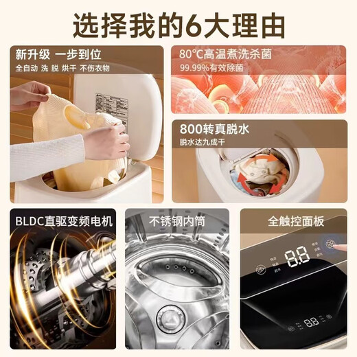 He Jiagong, Germany's high-end trendy household appliances, fully automatic small underwear washing machine, washing and removing all-in-one mini underwear machine, Blu-ray model - Blu-ray | Fully automatic water inlet and outlet