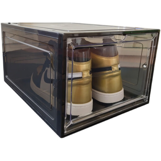 Customized Doraemon Japanese-style magnetic transparent acrylic door vertical high-top sneakers plastic storage shoe box breathable set in the fun bag Dark gray magnetic upgrade horizontal style 8 pieces Side display shoes 34.5x27x19cm