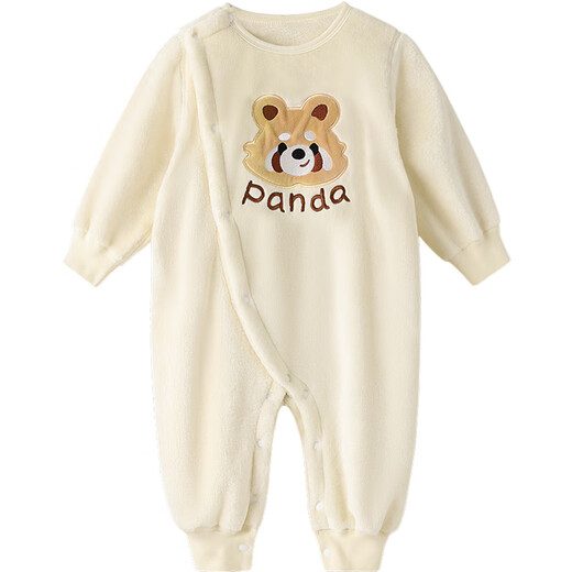 Qile Dou Baby Autumn and Winter Flannel One-piece Clothes Baby Autumn and Winter Thermal Underwear Basement Winter Pajamas for Little Months Apricot 73cm