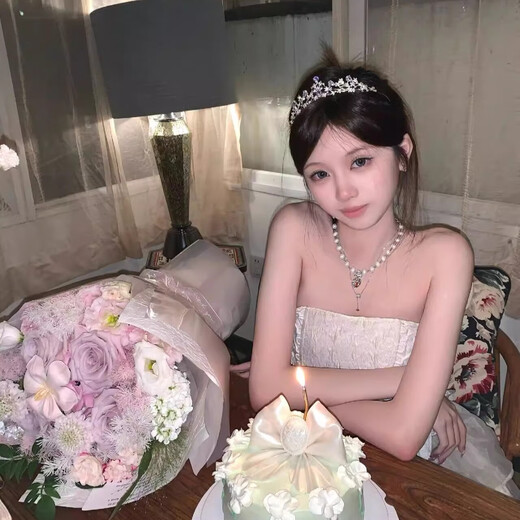 Crystal Princess Crown Headdress Female 18th Birthday Bride Crown Goddess High-end Headband Children's Props 01 Flowers and Leaves