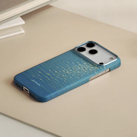 PITAKA适用苹果iPhone17ProMax手机壳相机按键全包浮光跃金17Pro凯夫拉磁吸裸机手感高级感奢华保护套 清梦蓝 iPhone17 Pro Max