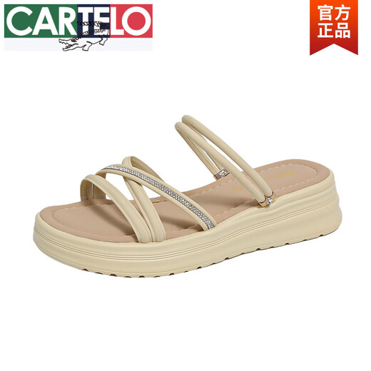 Cartelo-Sandalen für Frauen im Sommer tragen 2025 Neue dicke Abendbrise lässige schwangere Frauen mit zwei Waren Strandsandalen mit zwei Schleifen 688-10 m Weiß 36