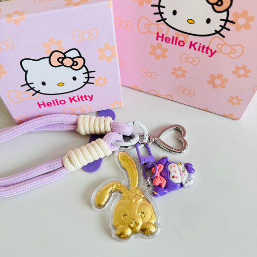 Old temple Minnie Mickey Unicorn Star Dailu mobile phone chain pure gold 999 cartoon pendant women's bag hanging chain cute pendant pure gold Minnie single pendant