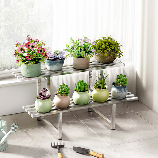 Anya stainless steel balcony flower stand iron ladder floor-standing multi-layer succulent living room storage outdoor decorative flower pot rack