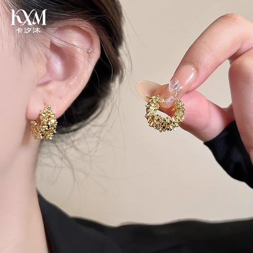 Kaximu Broken Silver Earrings for Women S925 Silver Hoop Earrings for Women French Super Flash Earrings Advanced Cold Style Earrings Earrings S925 Silver Needle Double Circle Broken Silver Earrings for Women Gift Box