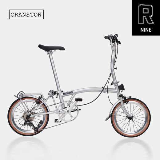 CRANSTON R9 16-inch 9-speed three-fold adult ultra-light and portable urban retro unisex small cloth folding bicycle R9 Silver Wing/M handlebar 9-speed 16-inch