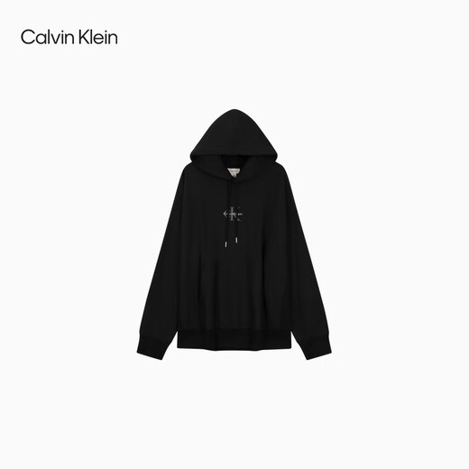 Calvin KleinJeans spring and autumn men's trendy American casual style classic simple ck letter loose sports hooded sweatshirt UB1-space black M