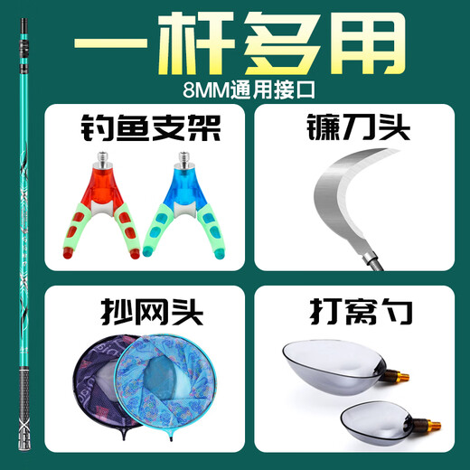 Warriors carbon net copying rod, full set of net copying, small fish fishing, fishing net copying, telescopic rod, large object copying net, fish protection 2.5 meters, carbon copying net rod + 40CM net head, telescopic rod, fishing tools and supplies, fishing net pocket