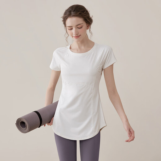 Youyou yoga clothing summer women's high-end slimming gym sports short-sleeved Pilates J34007DY white M