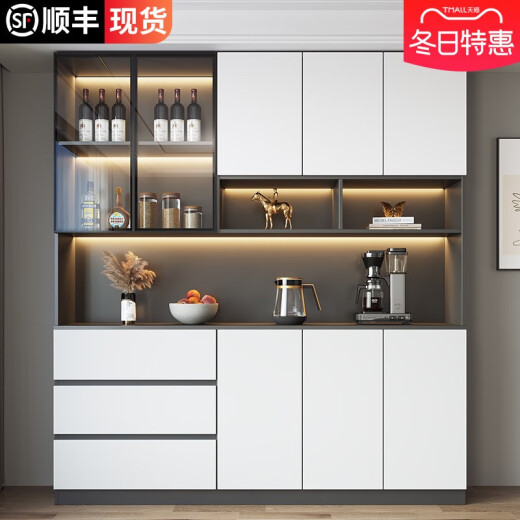 Oppein 2025 Neues Sideboard High Cabinet Integrierte Wand moderne einfache Wohnzimmer Esszimmer Home Tee und Weinschrank Aufbewahrungsstil 12240*40*220 SF Express Installation Doppeltür