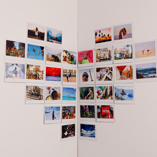 Fuji (FUJIFILM) one-time imaging photo paper wide format five-inch film wide 300/210/400/evo instant camera link wide mobile phone photo printer photo white border (20 photos) storage box + warm orange moment photo album + refrigerator magnet + frame sticker