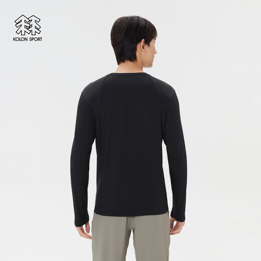 KOLON SPORT/Kolon outdoor casual clothing men's sun protection UPF50+ micro-brushed round neck long-sleeved T-shirt LHRT5AN043-BK black XL 180/100A