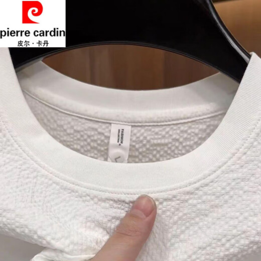 皮尔卡丹（pierre cardin）2025新款夏季冰丝肌理感绣标圆领男士短袖时尚半袖百搭轻奢T恤男 【夏季短袖】6628白色 L 105-120斤