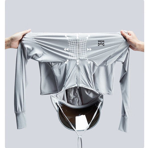 Catman sun protection clothing for men, summer casual skin clothing, lightweight jacket, breathable hooded ice-feel fishing clothing, light silver gray L