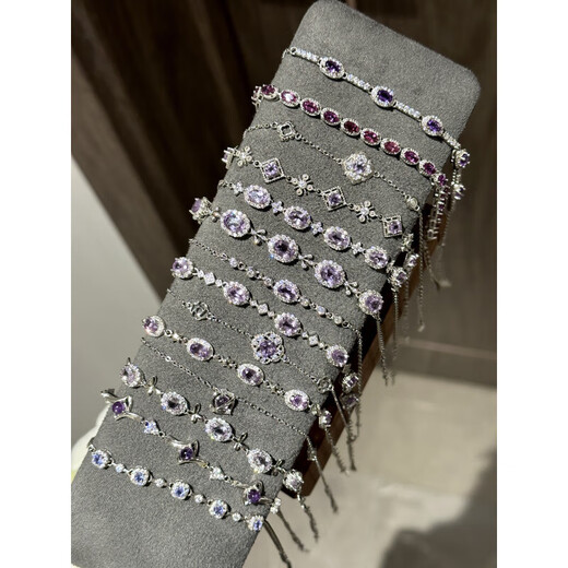Companion blessing Jingdong Express purple bracelet s925 sterling silver amethyst tanzanite purple jade crystal picking up the girl's heart 4mm_Amethyst Snowflake_Random Hair in Darkness_Hand Circumference
