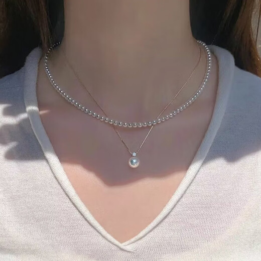 Yingxin Seawater Pearl Pendant Princess Diana Style Perfect Round Heavenly Lady Necklace Clavicle Chain Pendant Head + Free 925 Silver Chain 9:05-10mm45cm
