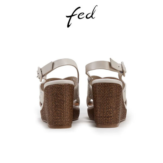 FED French sandals for women summer new women's shoes cross-strap heighten thick-soled sandals for women S0505-YAC265 beige 34