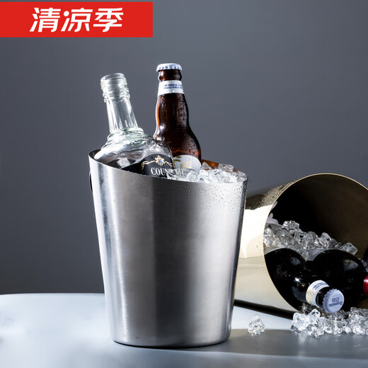 Epden's new oblique mouth stainless steel ice bucket European style fragrant ice bucket bar ktv ice bucket home beer bucket decorative ornaments gold oblique mouth ice bucket/single (+ stainless steel ice clip)