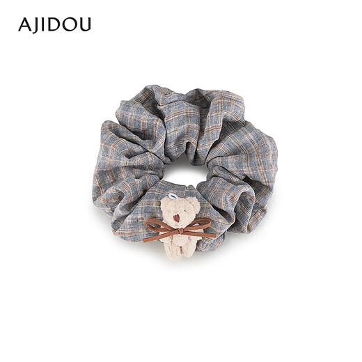 AJIDOU Ajidou hair accessories for women, fashionable and cute bear casual high ponytail elastic large intestine hair ring birthday gift for girlfriend gray + khaki 1 piece