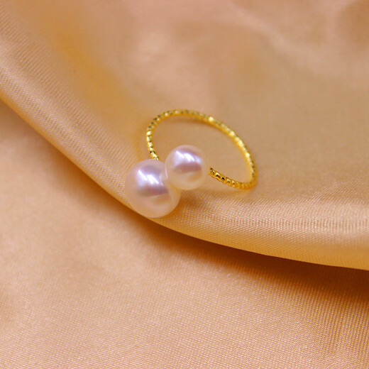 Fat Donglai buys the same style seawater pearl ring, white, truly adjustable opening, strong light, flat round freshwater ring for women, white 7-10mm