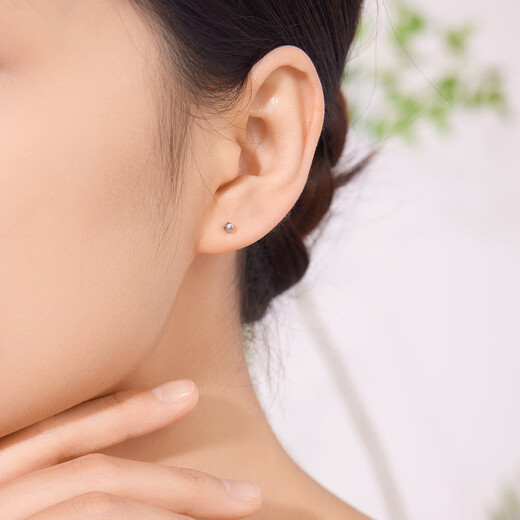 Century Yuan Carved Platinum Earrings PT950 Platinum Earrings Simple, Fashionable and Classic Style as a Birthday Gift for Your Girlfriend