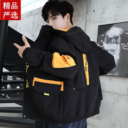 胖东来夹克男士外套2022新款春秋季立领潮流工装百搭加绒冬 6189黑色【春秋款】 M
