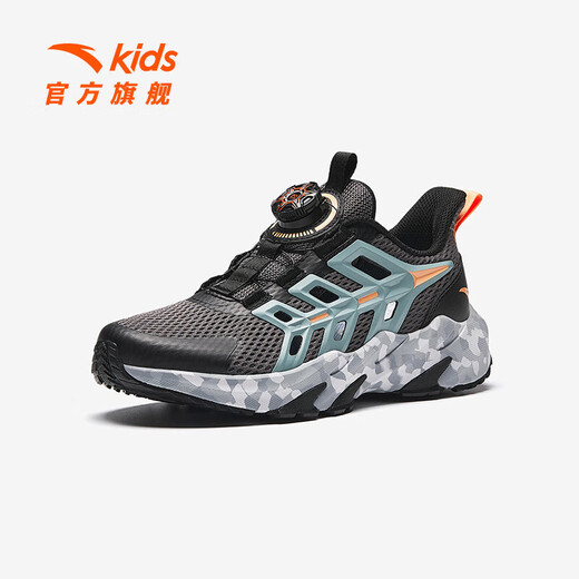 ANTA Children's Sandals Universal Big Children's Shoes 2025 Summer New Product Knob Buckle Mesh Breathable Small Warship Frame Shoes Beach Slate Gray/Black-3 34