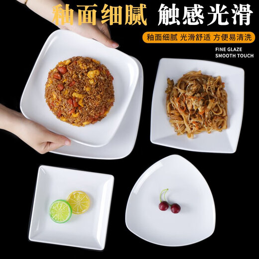 白色密胺餐具盘子凉菜碟子餐盘小炒菜盘仿瓷菜碟商用盘 w5009a300  8个