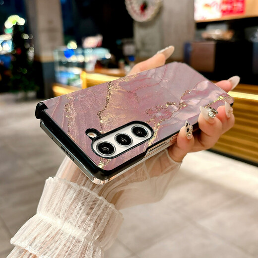 OUIO适用三星 Z Fold6手机壳W25新款Fold5折叠屏Fold4W24保护套W23中 中轴黑边皮纹P691黑色波点 三星GalaxyZFold6