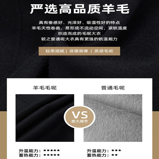 Romon manteau en laine double face pour hommes automne et hiver chaud épaissi costume en pure laine manteau en laine coupe-vent mi-long pour hommes 9923 gris 100% laine M 95110Jin Jin est égal à 0,5 kg