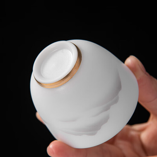 Mutton fat jade porcelain ink Yuanshan Yuanrong cup ceramic master cup single cup Chinese Kung Fu tea set tea cup tea cup ink Yuanshan Yuanrong cup-60ml