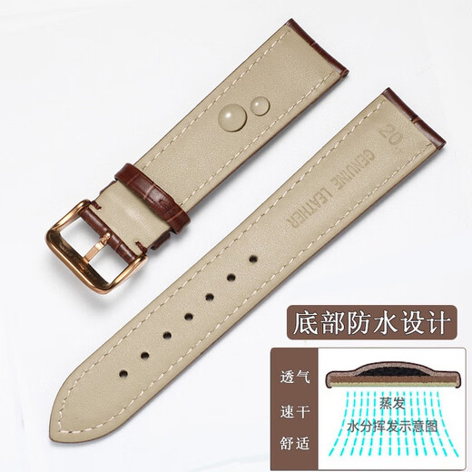 SMVP Original-Uhrenarmband doppelseitiges Rindsleder 3886/5914/5845/3851 männliche und weibliche Paar-Uhrenkette 15/20 m A1 braun-weißer Faden + goldene Dornschließe 14 mm